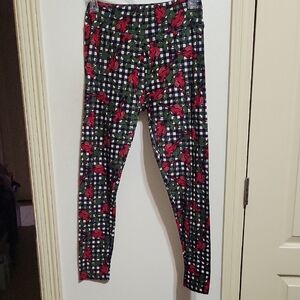 LuLaRoe Red and Black Checkered Leggings